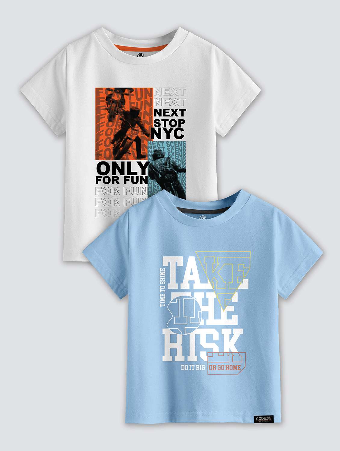 boys round neck printed set of 2 regular t-shirt