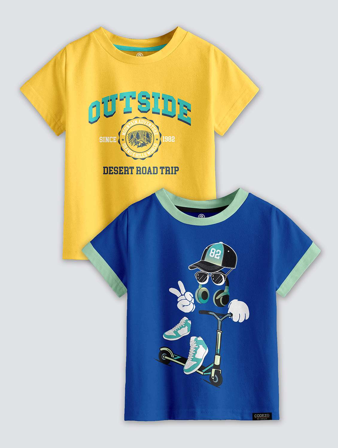 boys round neck printed t-shirt combo