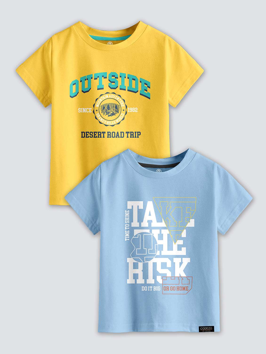 boys round neck printed set of 2 regular t-shirt