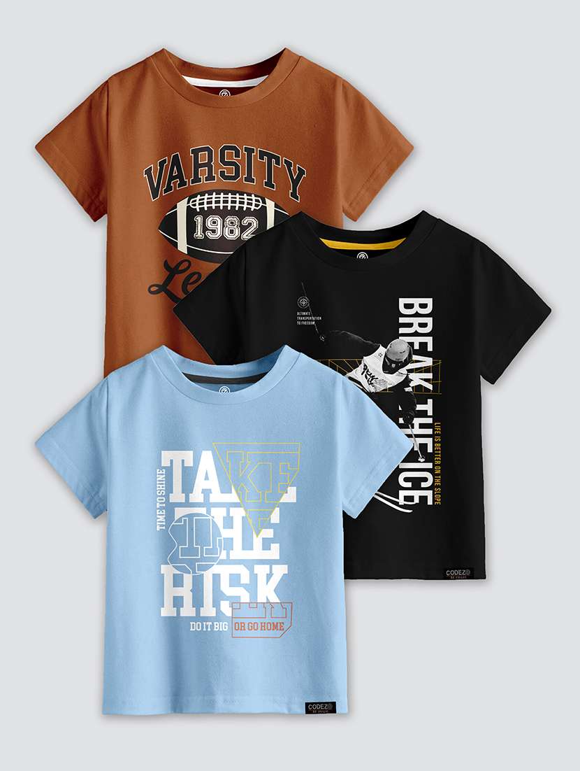 pack of 3 multi colored printed t-shirt