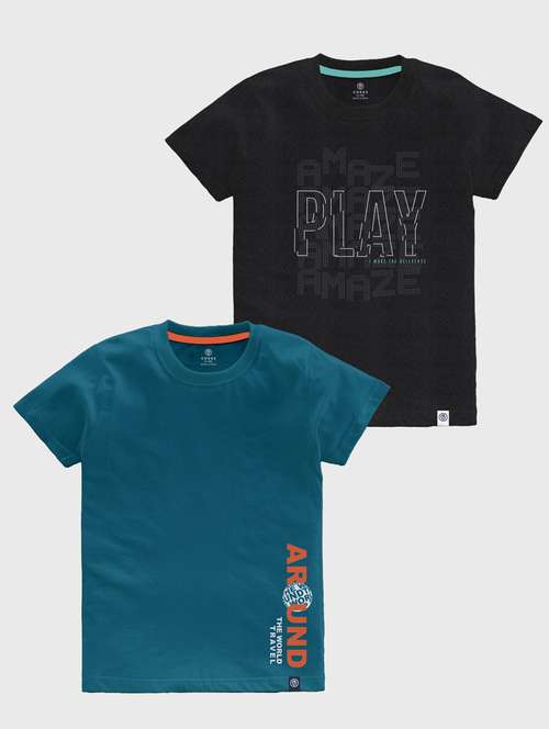 boys round neck printed set of 2 regular t-shirt - 21099365 -  Standard Image - 0