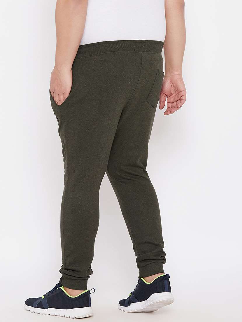 men olive solid mid rise jogger - 21099517 -  Standard Image - 3