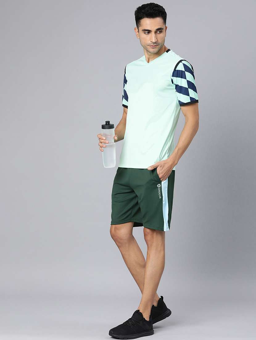 green cotton blend short - 21099561 - Standard Image - 3