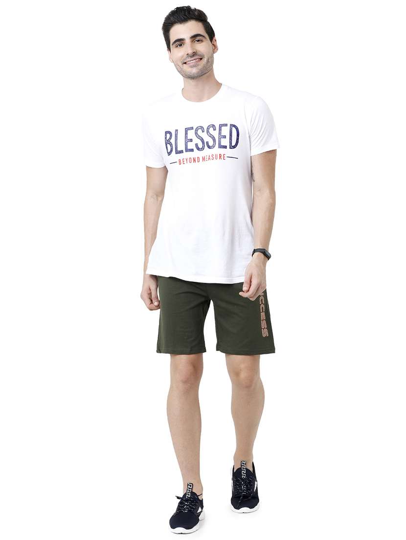 olive green typographic printed shorts - 21099685 -  Standard Image - 3