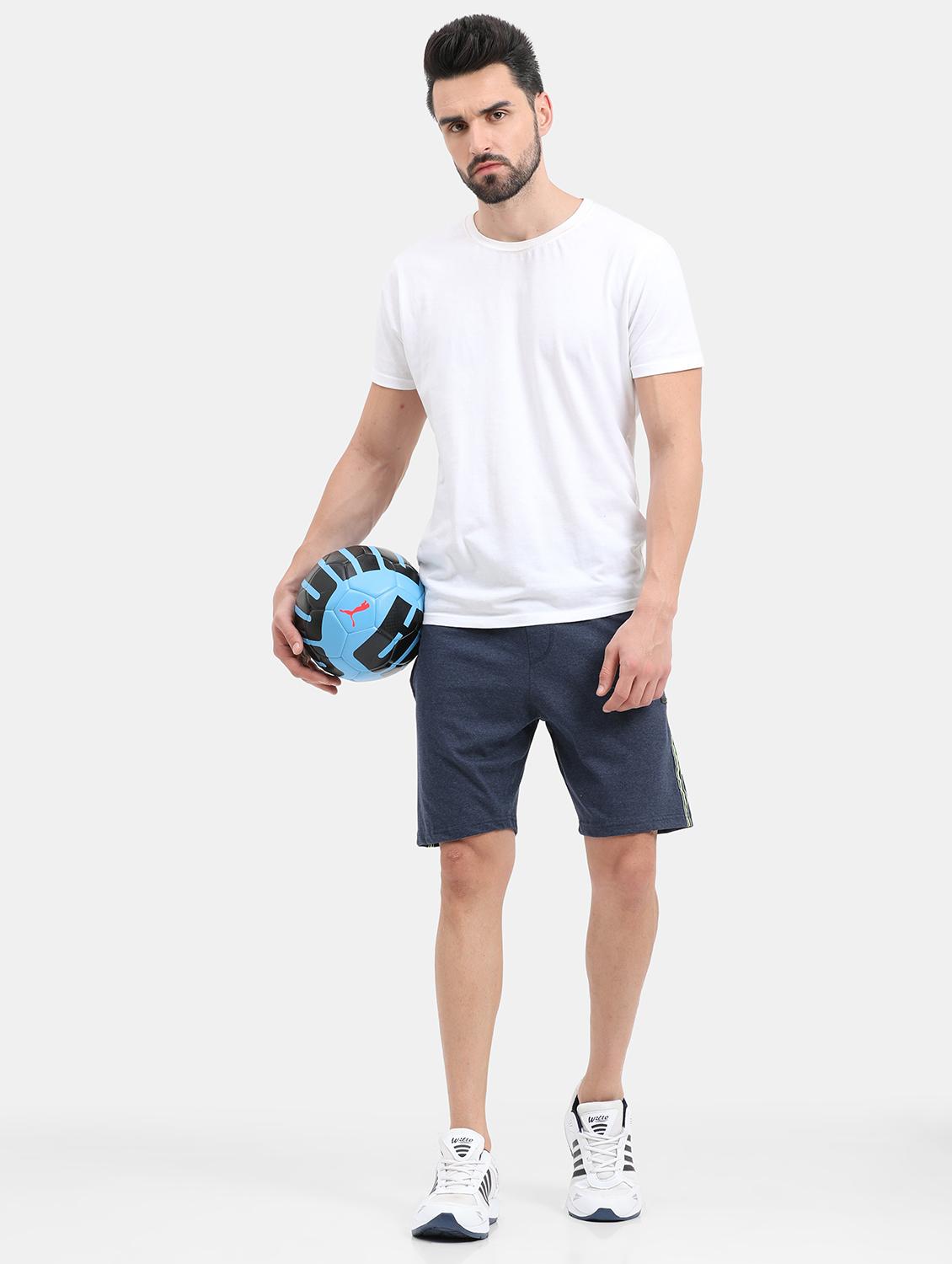 men blue solids shorts - 21099691 - Standard Image - 3