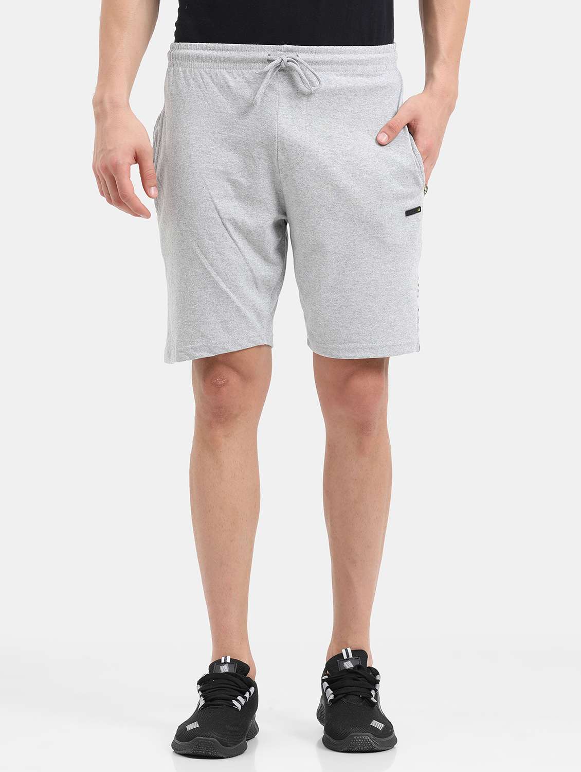 grey side taped shorts