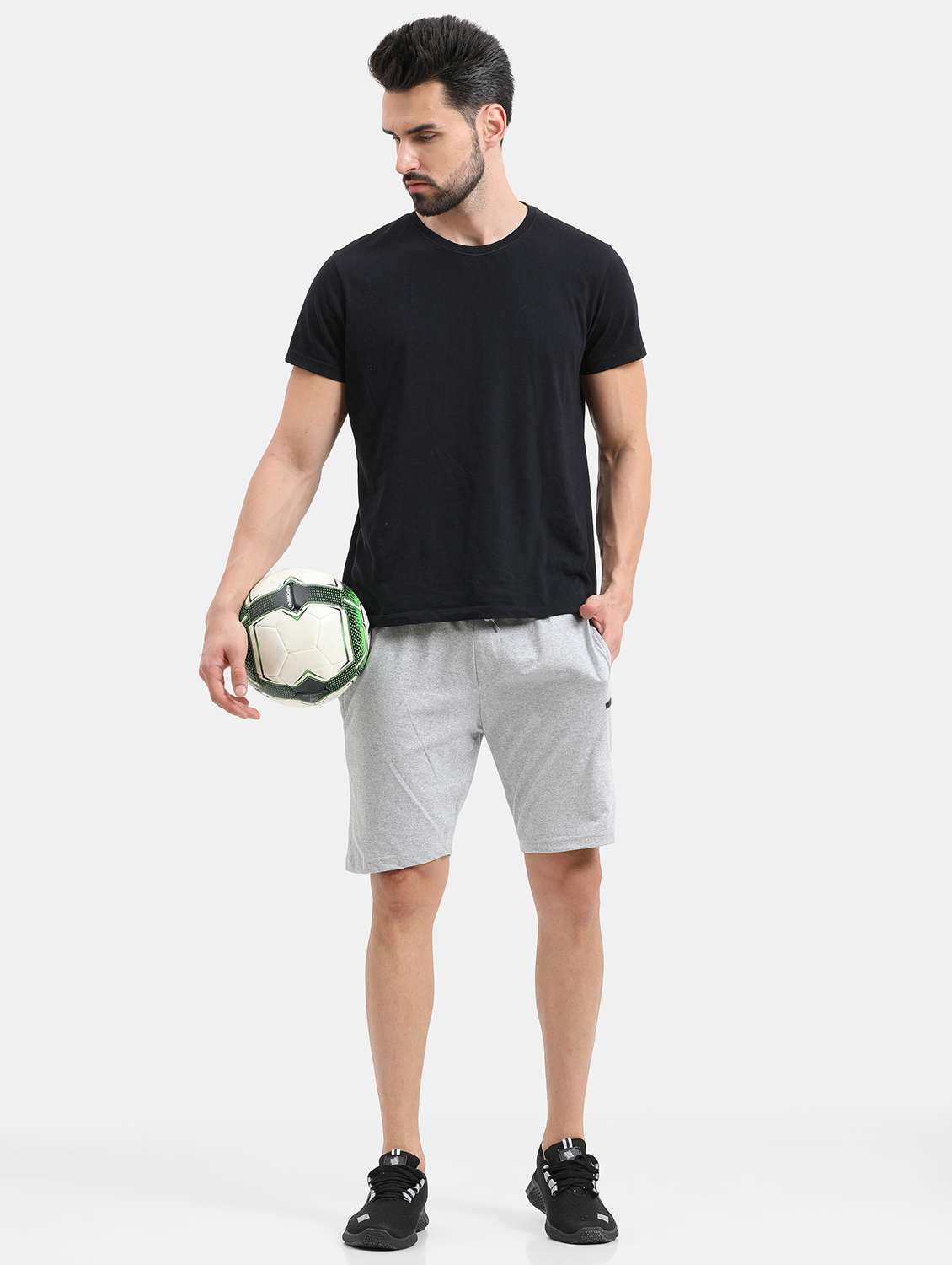 grey side taped shorts - 21099693 -  Standard Image - 3