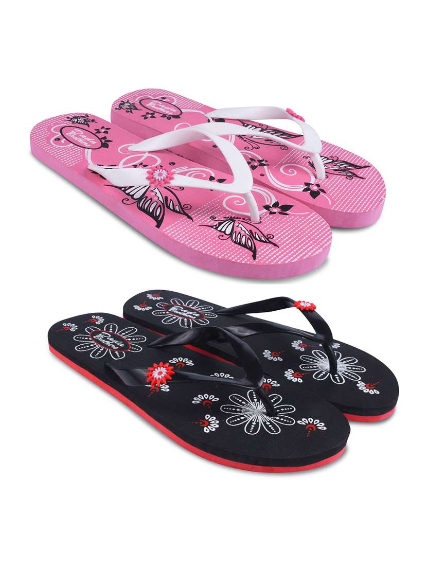 women printed slippers flip flop combo