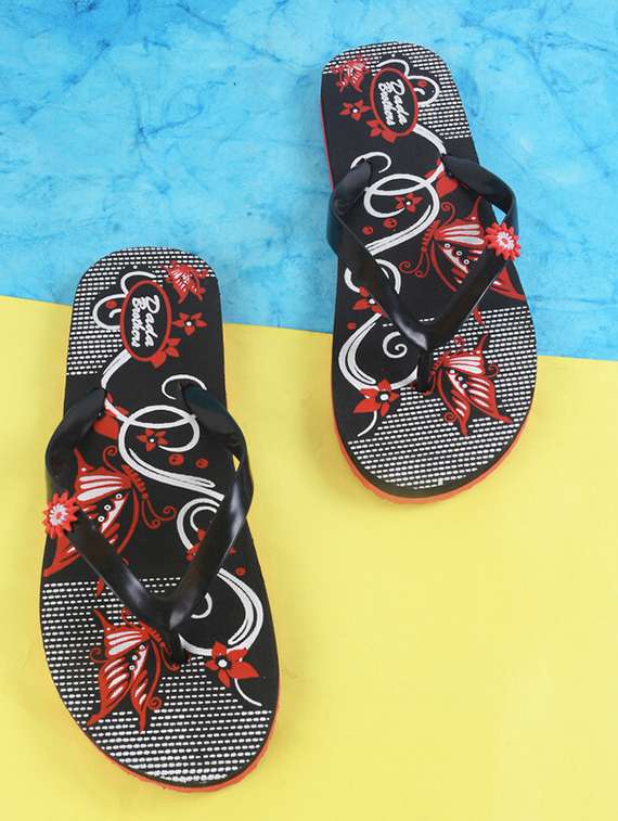 black rubber slippers flip flops