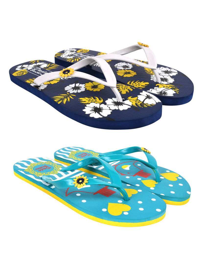 multi colored rubber slippers flip flops - 21099809 -  Zoom Image - 0
