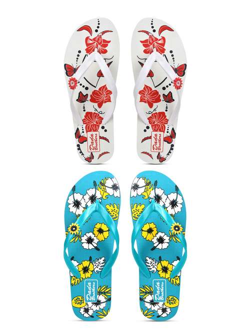 multicolored printed set of 2 slippers flip flop - 21099885 -  Standard Image - 0