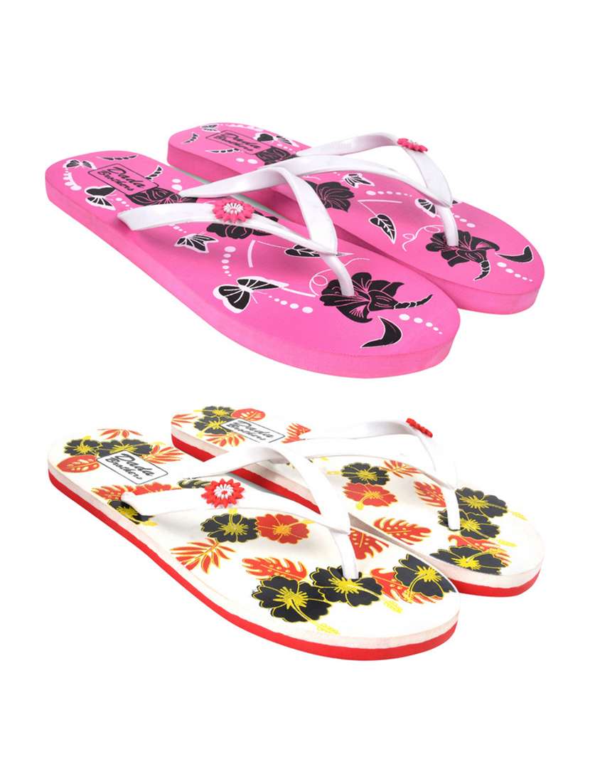 multi colored rubber slippers flip flops - 21099897 -  Zoom Image - 0