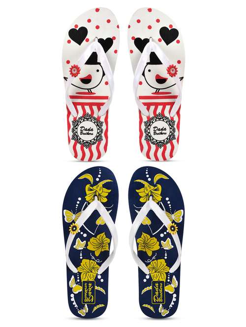 multicolored printed set of 2 slippers flip flop - 21099908 - Standard Image - 0
