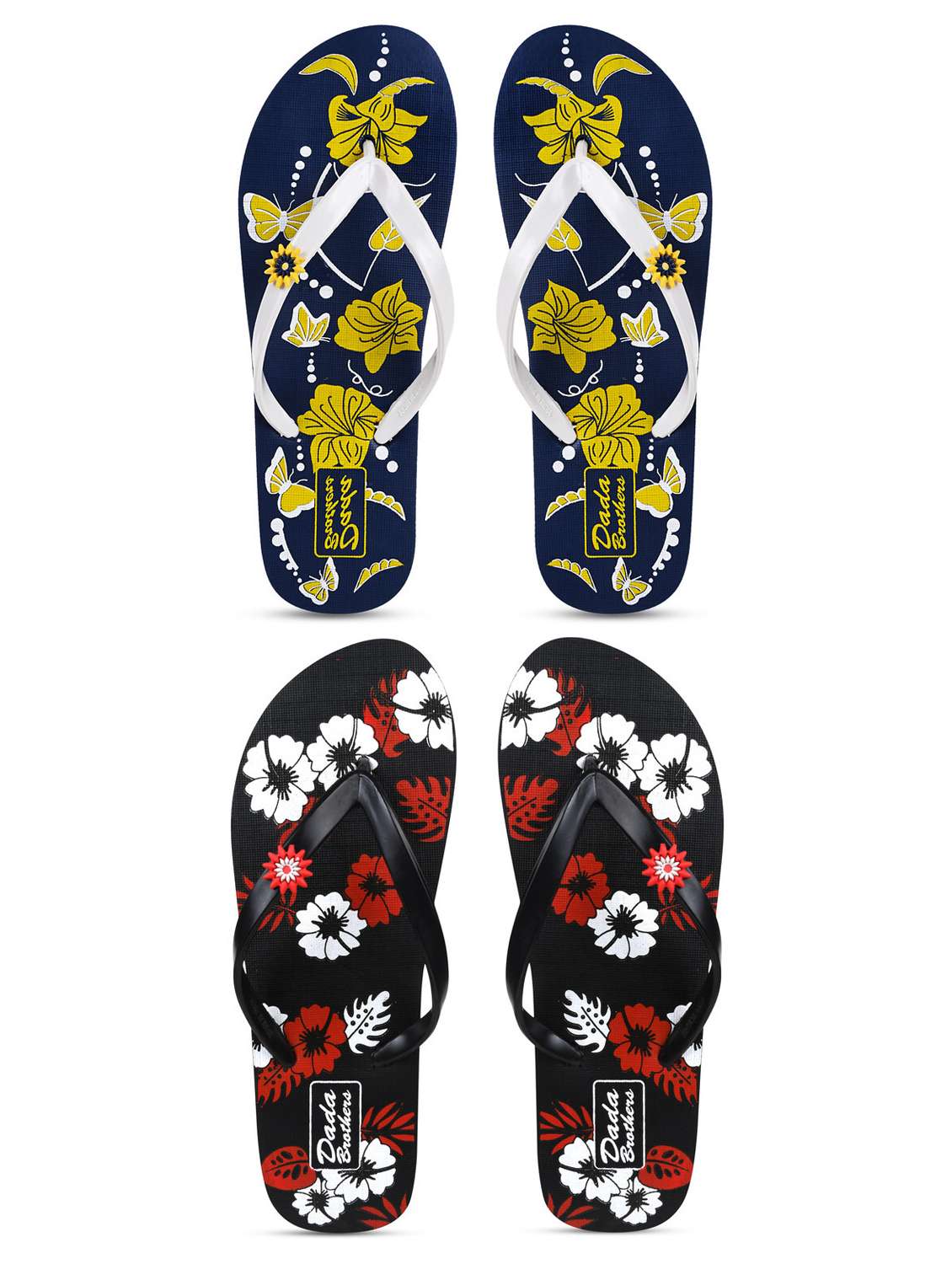 multicolored printed set of 2 slippers flip flop