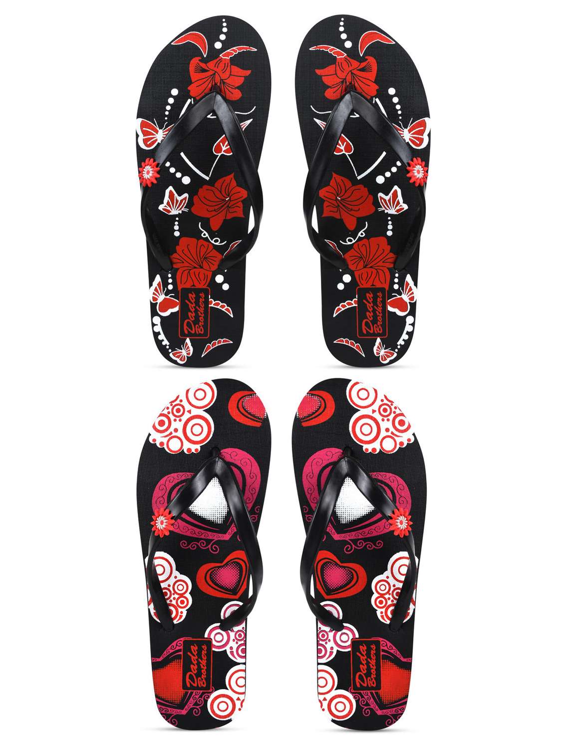multicolored printed set of 2 slippers flip flop