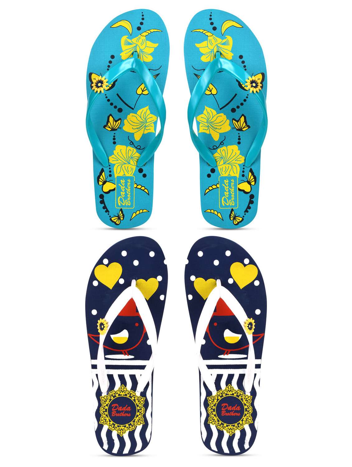 multicolored printed set of 2 slippers flip flop
