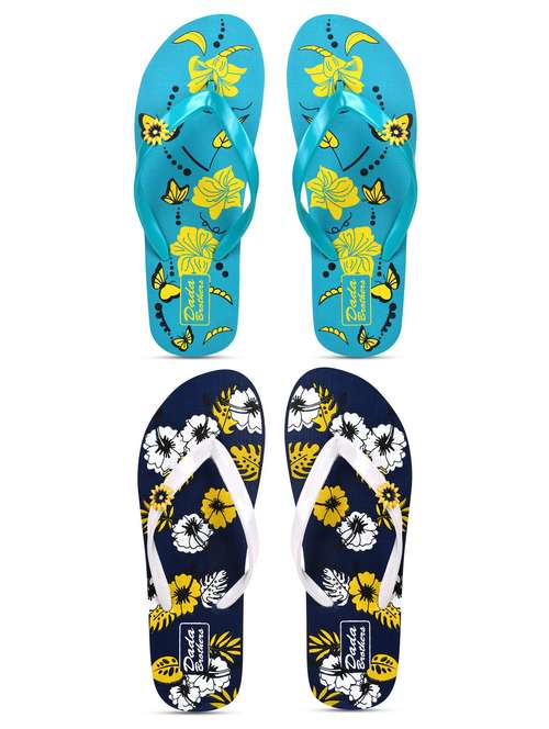 multicolored printed set of 2 slippers flip flop - 21099947 -  Standard Image - 0