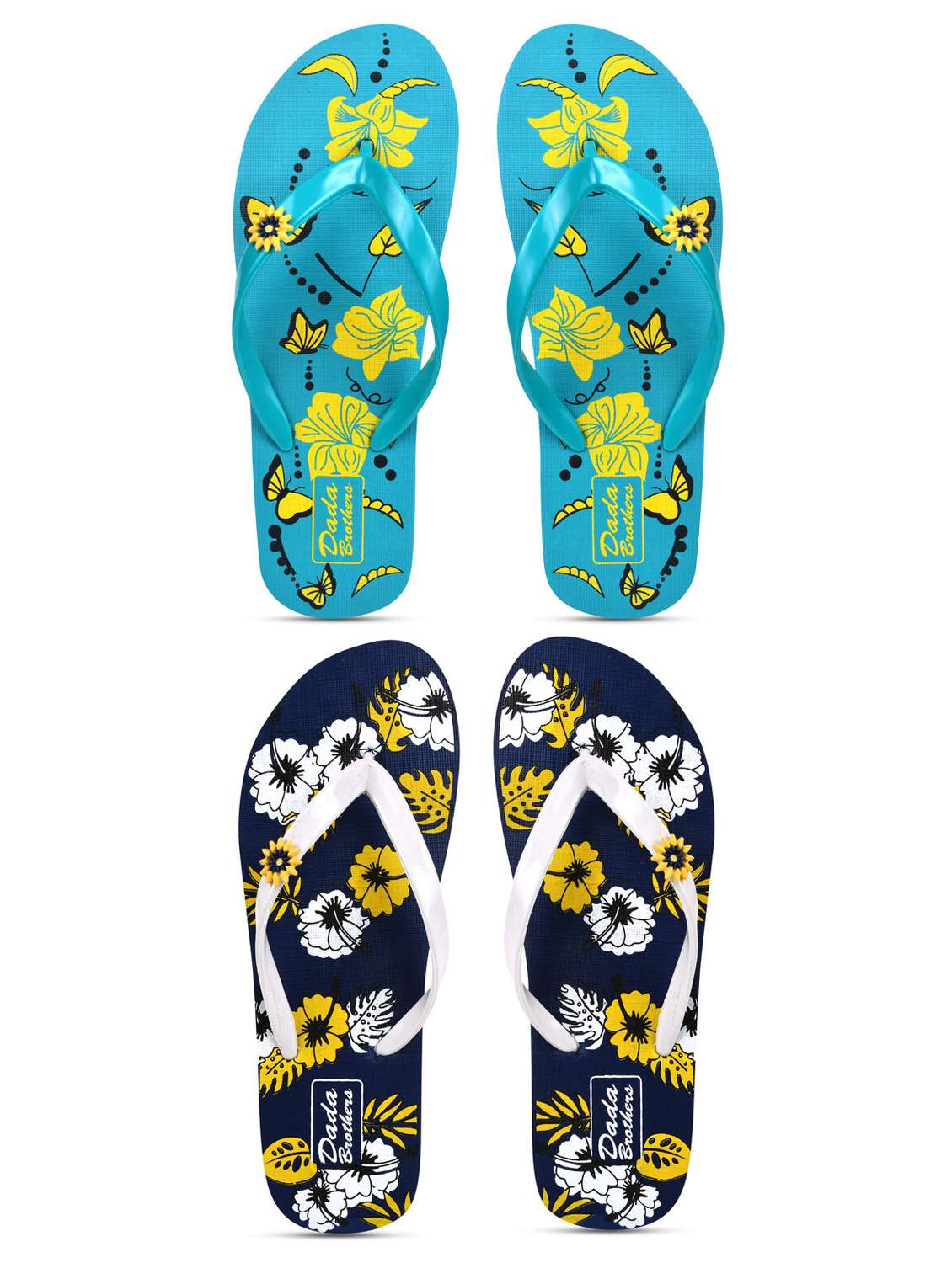 multicolored printed set of 2 slippers flip flop