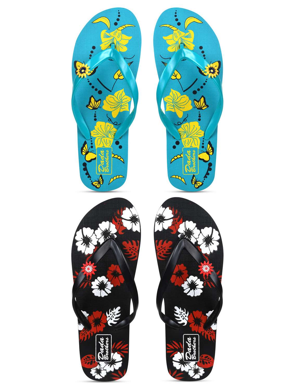 multicolored printed set of 2 slippers flip flop