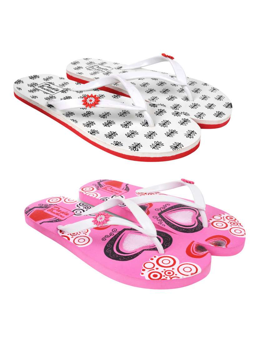 multicolored printed set of 2 slippers flip flop
