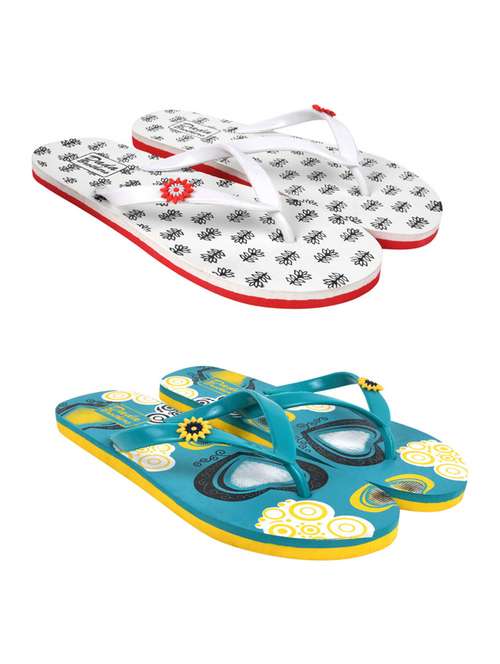 multicolored printed set of 2 slippers flip flop - 21099970 -  Standard Image - 0