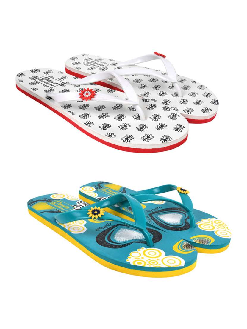 multicolored printed set of 2 slippers flip flop - 21099970 -  Zoom Image - 0