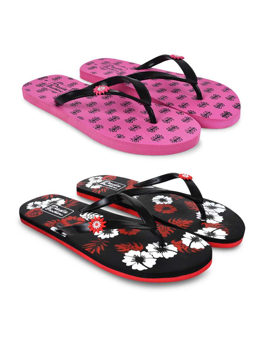 multicolored printed set of 2 slippers flip flop - 21099985 -  Zoom Image - 0