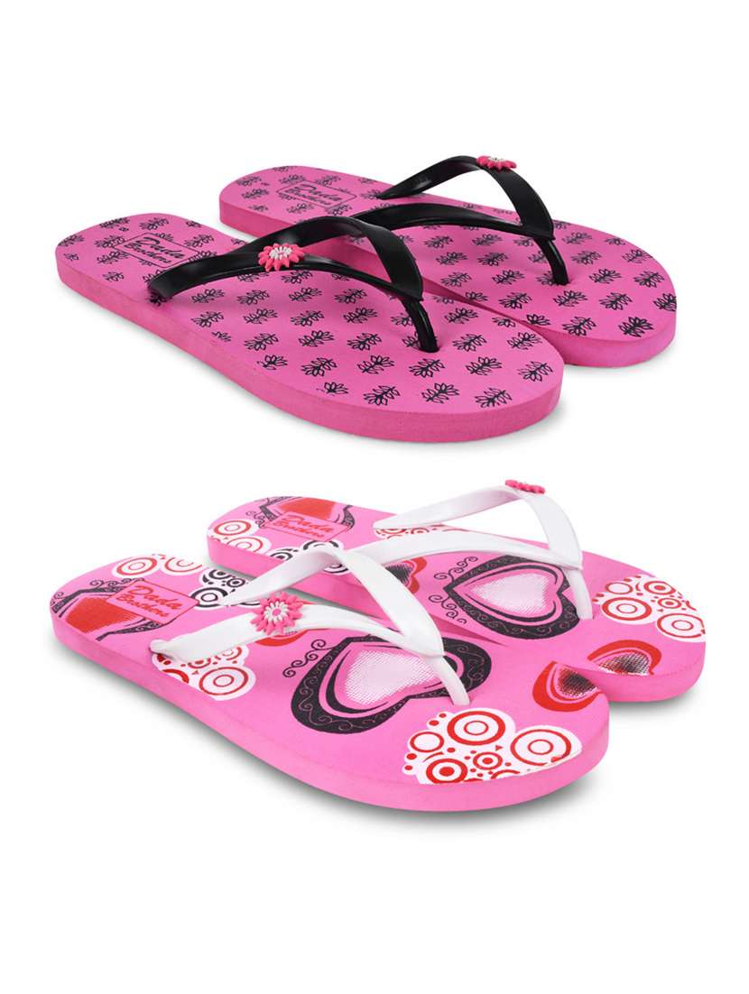 multicolored printed set of 2 slippers flip flop - 21099988 -  Zoom Image - 0