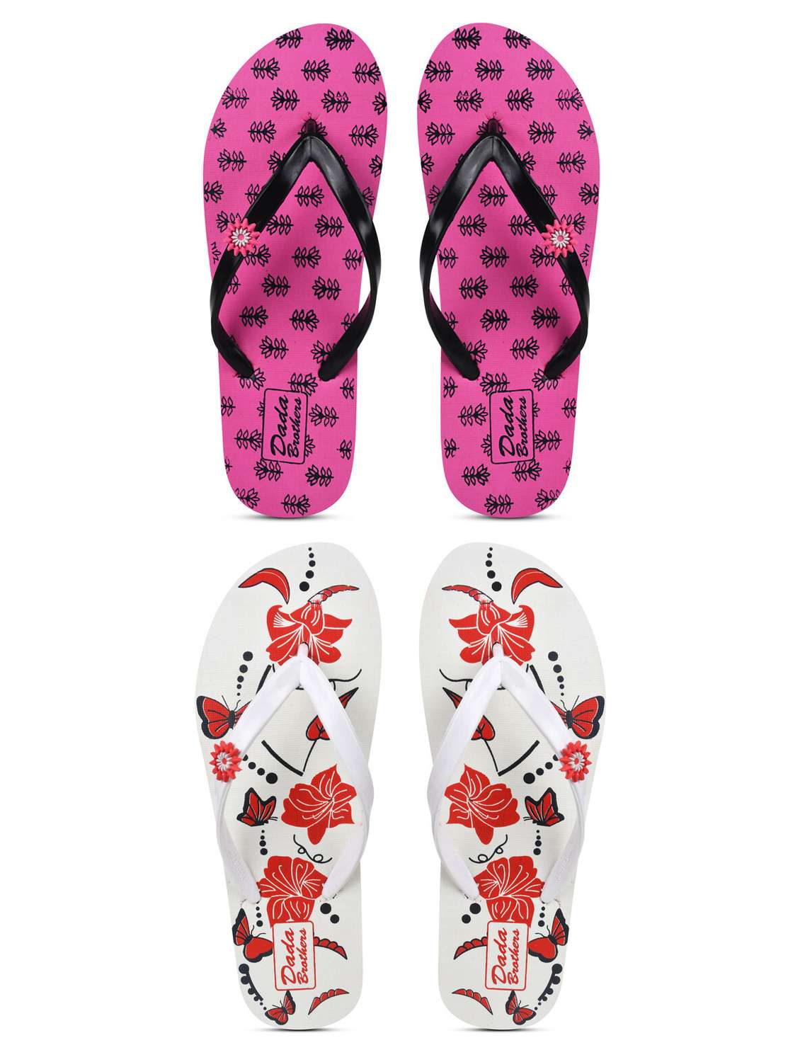 multicolored printed set of 2 slippers flip flop