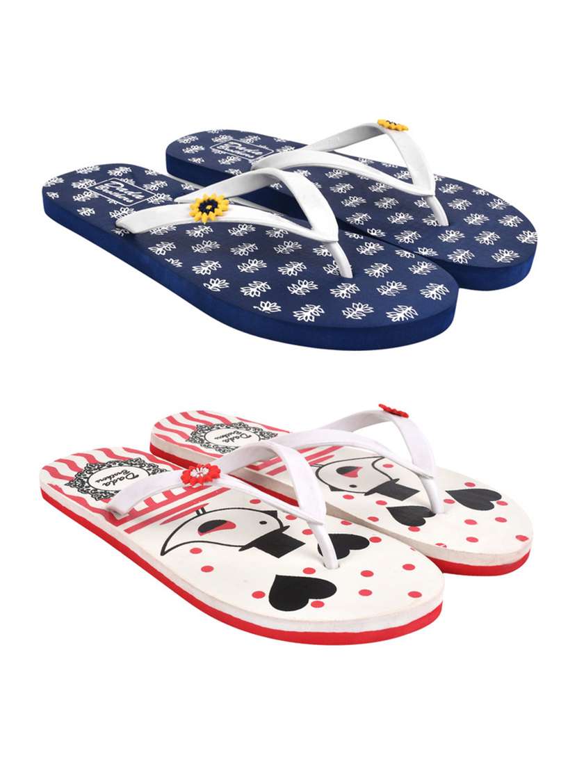 multicolored printed set of 2 slippers flip flop - 21099998 -  Zoom Image - 0