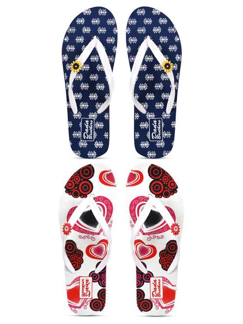 multicolored printed set of 2 slippers flip flop - 21100003 -  Standard Image - 0