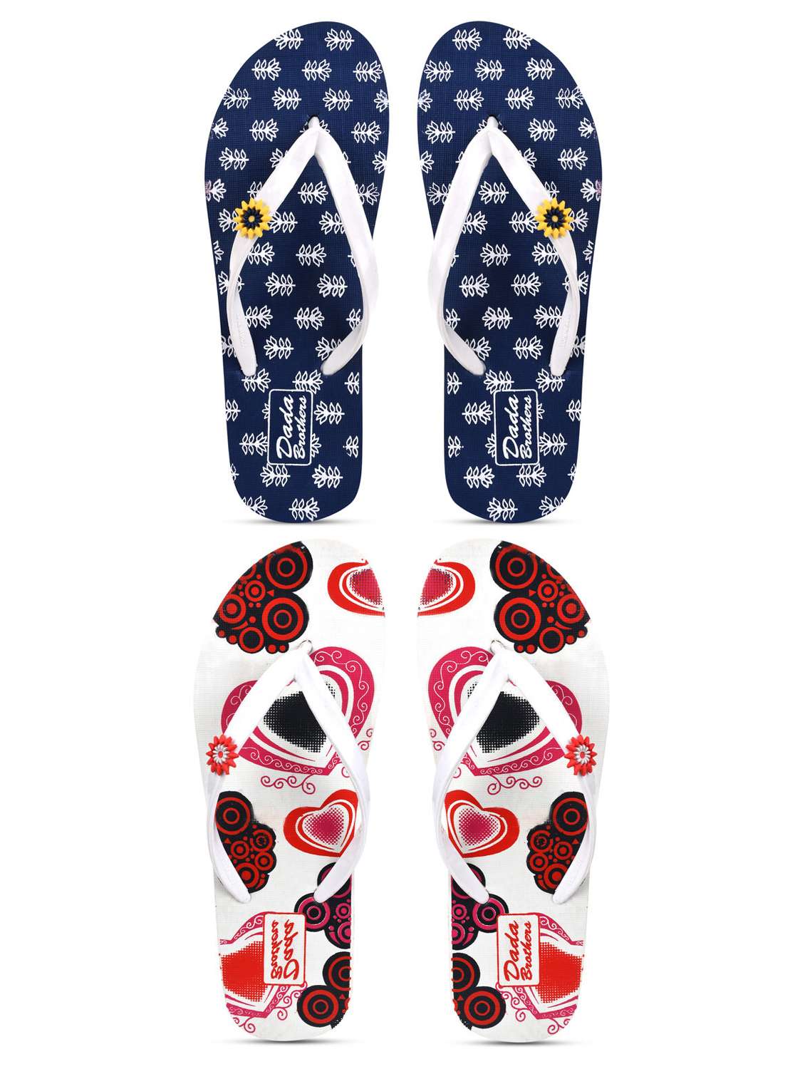 multicolored printed set of 2 slippers flip flop - 21100003 -  Zoom Image - 0