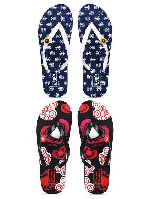 multicolored printed set of 2 slippers flip flop - 21100006 -  Standard Image - 0