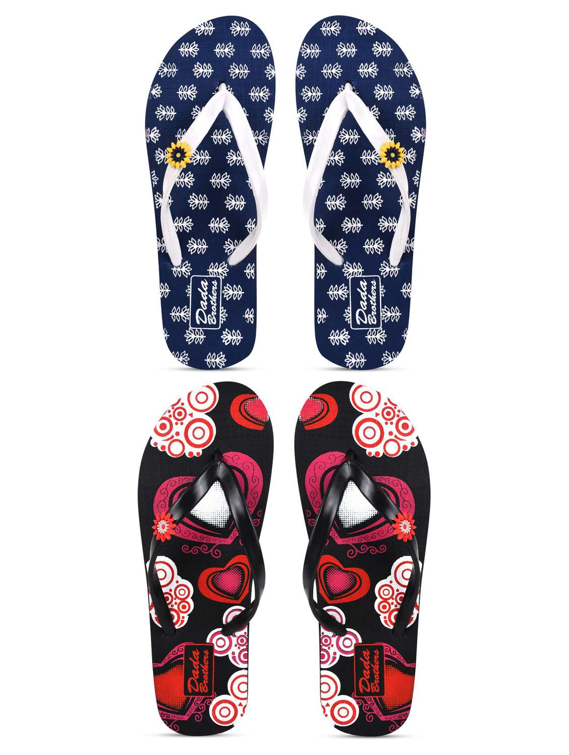 multicolored printed set of 2 slippers flip flop - 21100006 -  Zoom Image - 0
