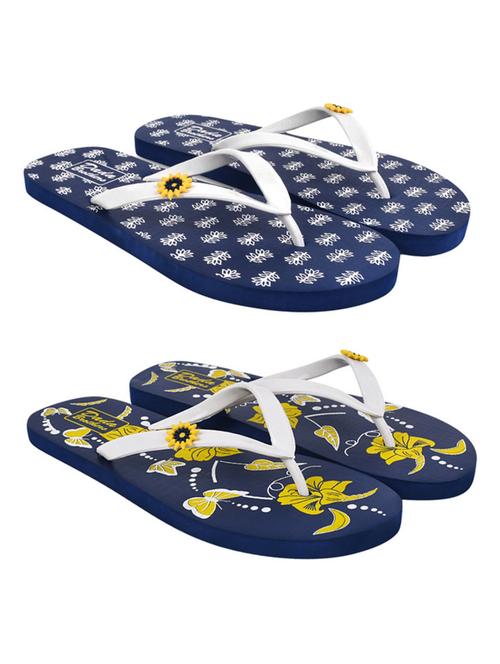 navy blue printed set of 2 slippers flip flop - 21100010 - Standard Image - 0