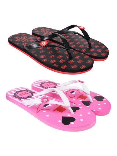 multicolored printed set of 2 slippers flip flop - 21100015 -  Standard Image - 0