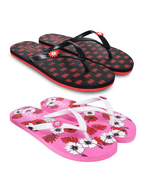 multicolored printed set of 2 slippers flip flop - 21100020 -  Standard Image - 0