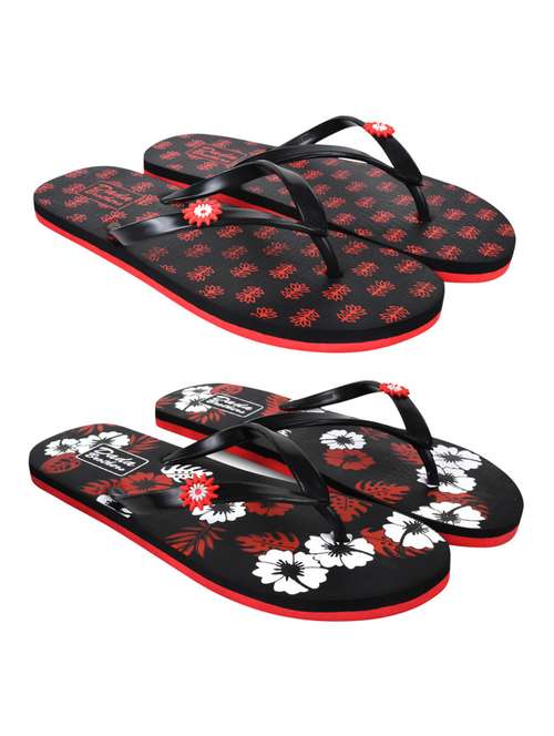 black printed set of 2 slippers flip flop - 21100022 -  Standard Image - 0