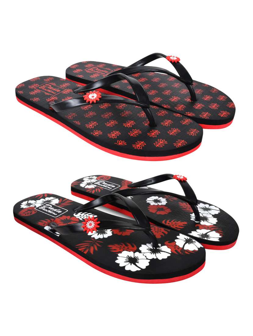 black printed set of 2 slippers flip flop - 21100022 -  Zoom Image - 0