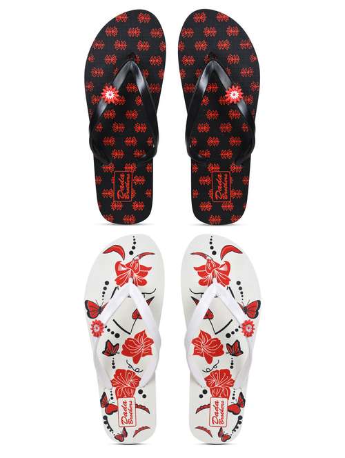 multicolored printed set of 2 slippers flip flop - 21100029 -  Standard Image - 0