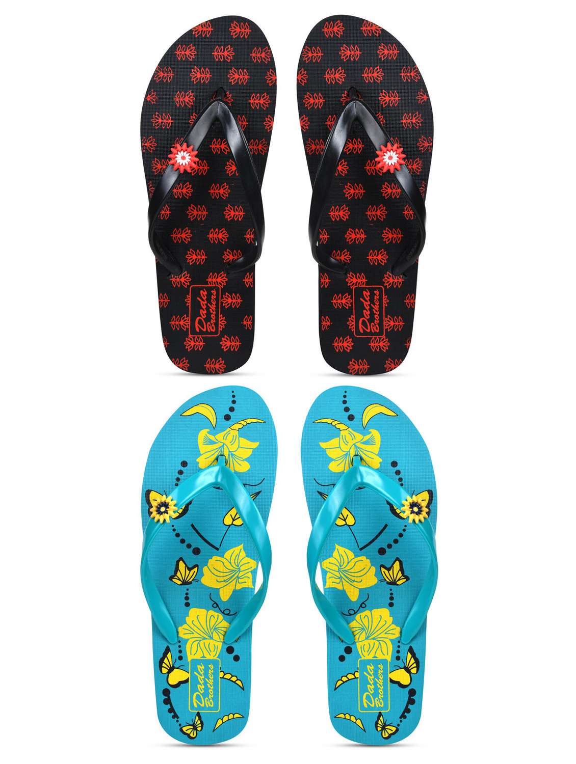 multicolored printed set of 2 slippers flip flop