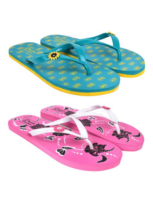 multicolored printed set of 2 slippers flip flop - 21100051 - Standard Image - 0
