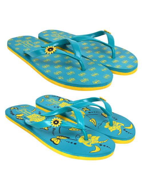 blue printed set of 2 slippers flip flop - 21100054 -  Standard Image - 0