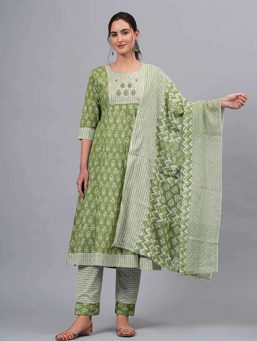 women printed kurta pant with dupatta set - 21100081 - Zoom Image - 0