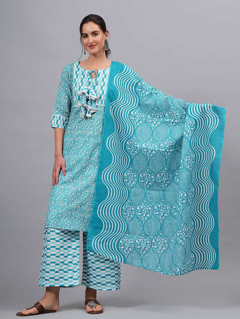 women printed kurta pant with dupatta set - 21100088 - Zoom Image - 0