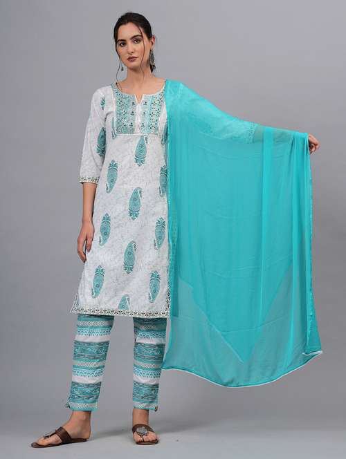 women printed kurta bottom with dupatta set - 21100104 - Standard Image - 0