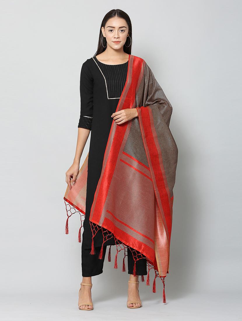 women black kurta pant set with dupatta - 21100634 - Zoom Image - 0