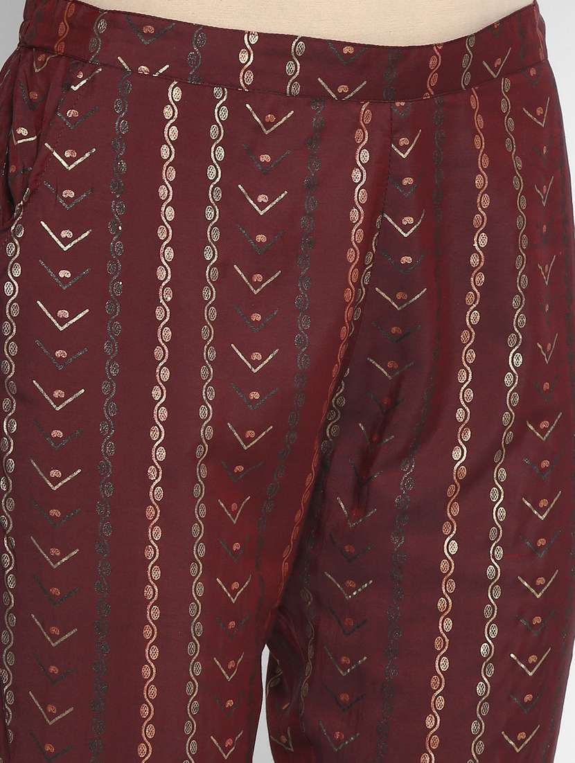 women lavender mandarin neck kurta pant set - 21100710 - Standard Image - 5