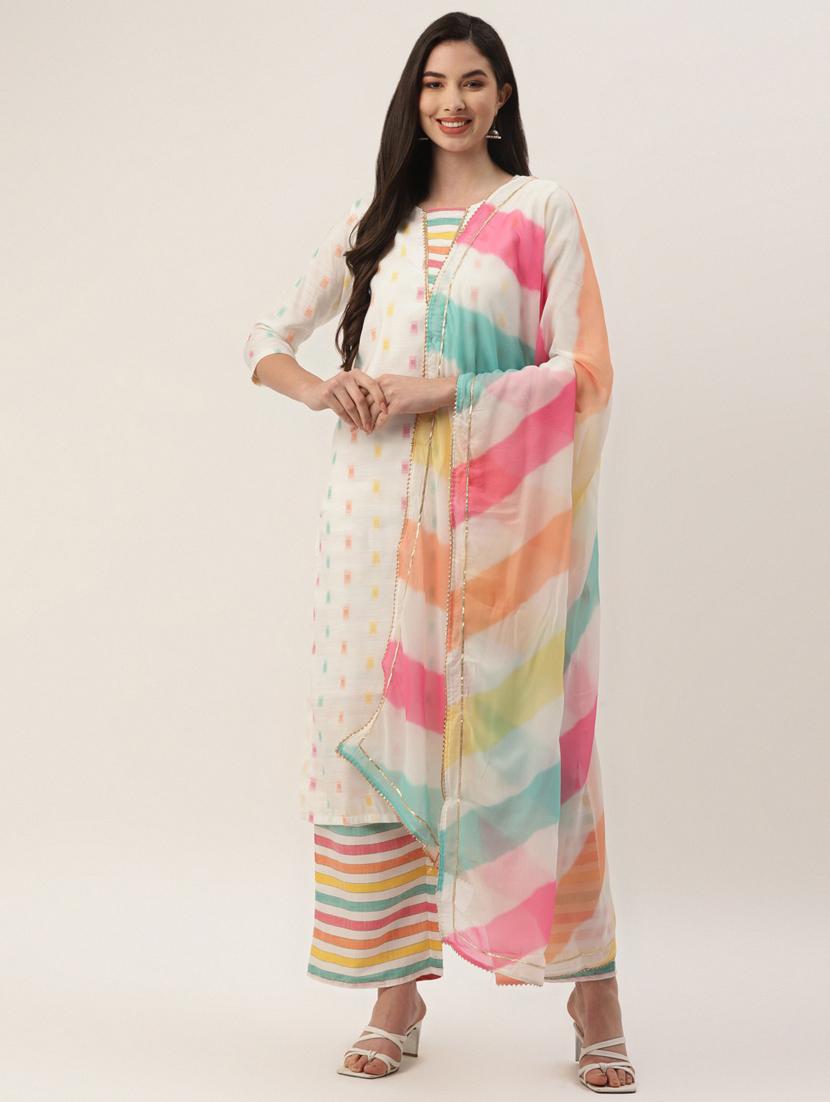 women white kurta palazzo set with dupatta - 21100748 -  Zoom Image - 0