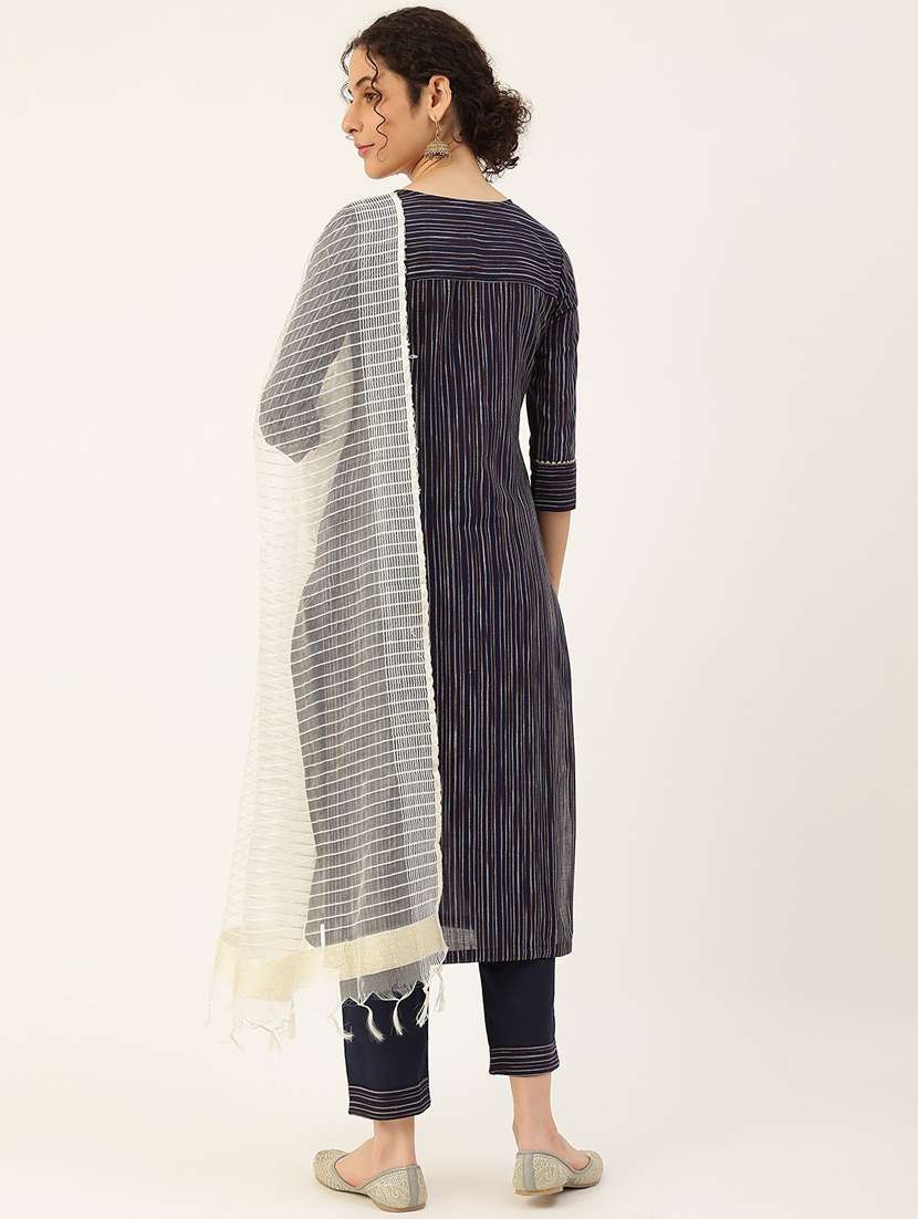 women blue kurta pant set with dupatta - 21100751 -  Standard Image - 3